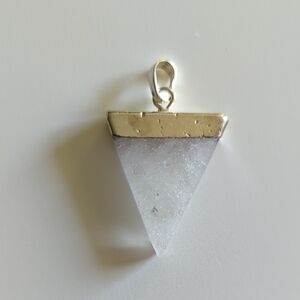 Sterling Silver White Druzy Triangle Pendant